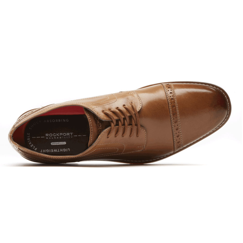 Rockport Singapore Mens Oxfords - Style Purpose Cap Toe Brown - IL8045297